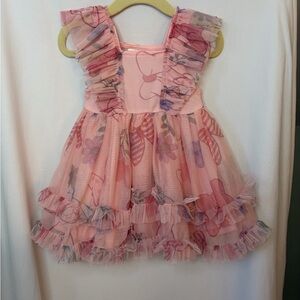 NWT Mini Mouse Baby Pink Floral Ruffle Dress 12 months